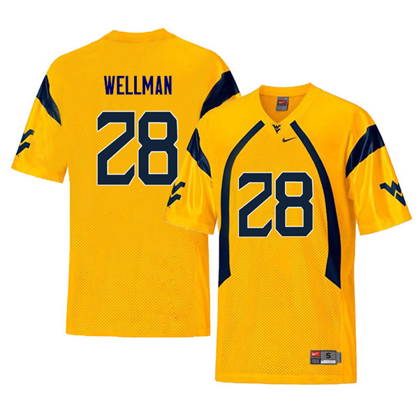Men #28 Elijah Wellman West Virginia Mountaineers Retro College Football Jerseys Sale-Yellow - Click Image to Close